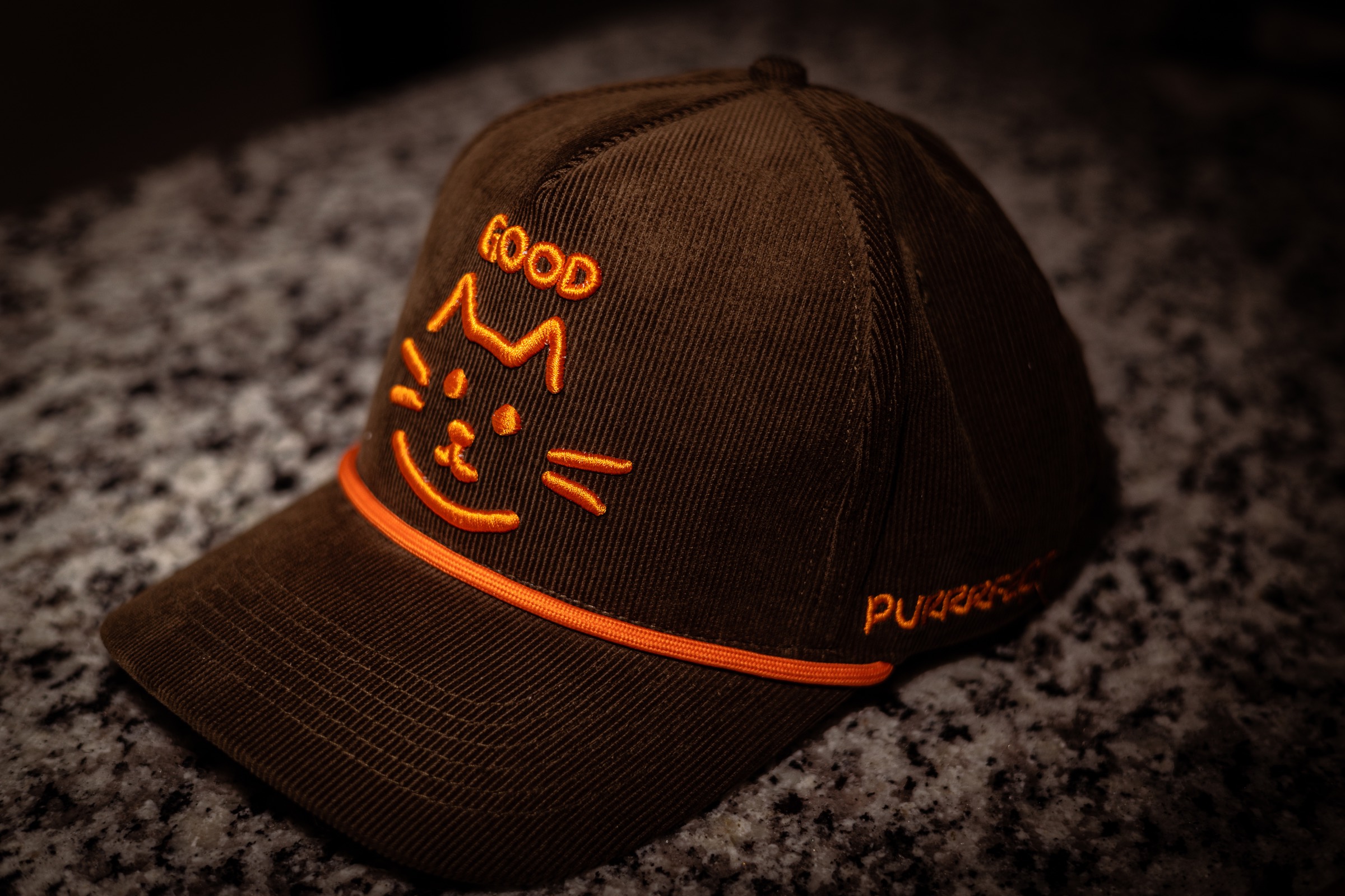 GOOD Cat cap in Olive Green and Orange